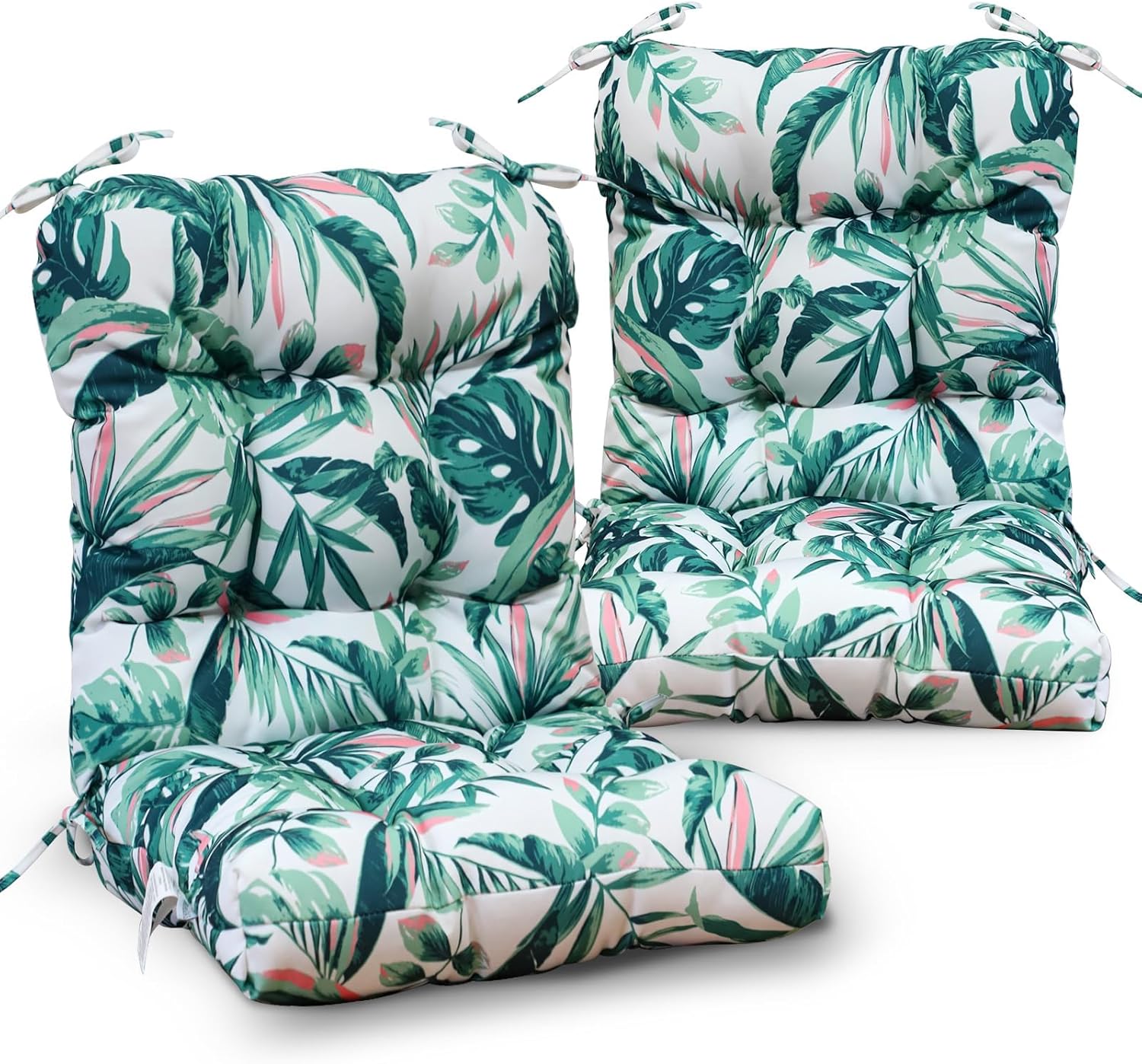 EAGLE PEAK Tufted Outdoor/Indoor Seat/Back Chair Cushions, Set of 2, 42'' x 21'', Tie Dye Blue