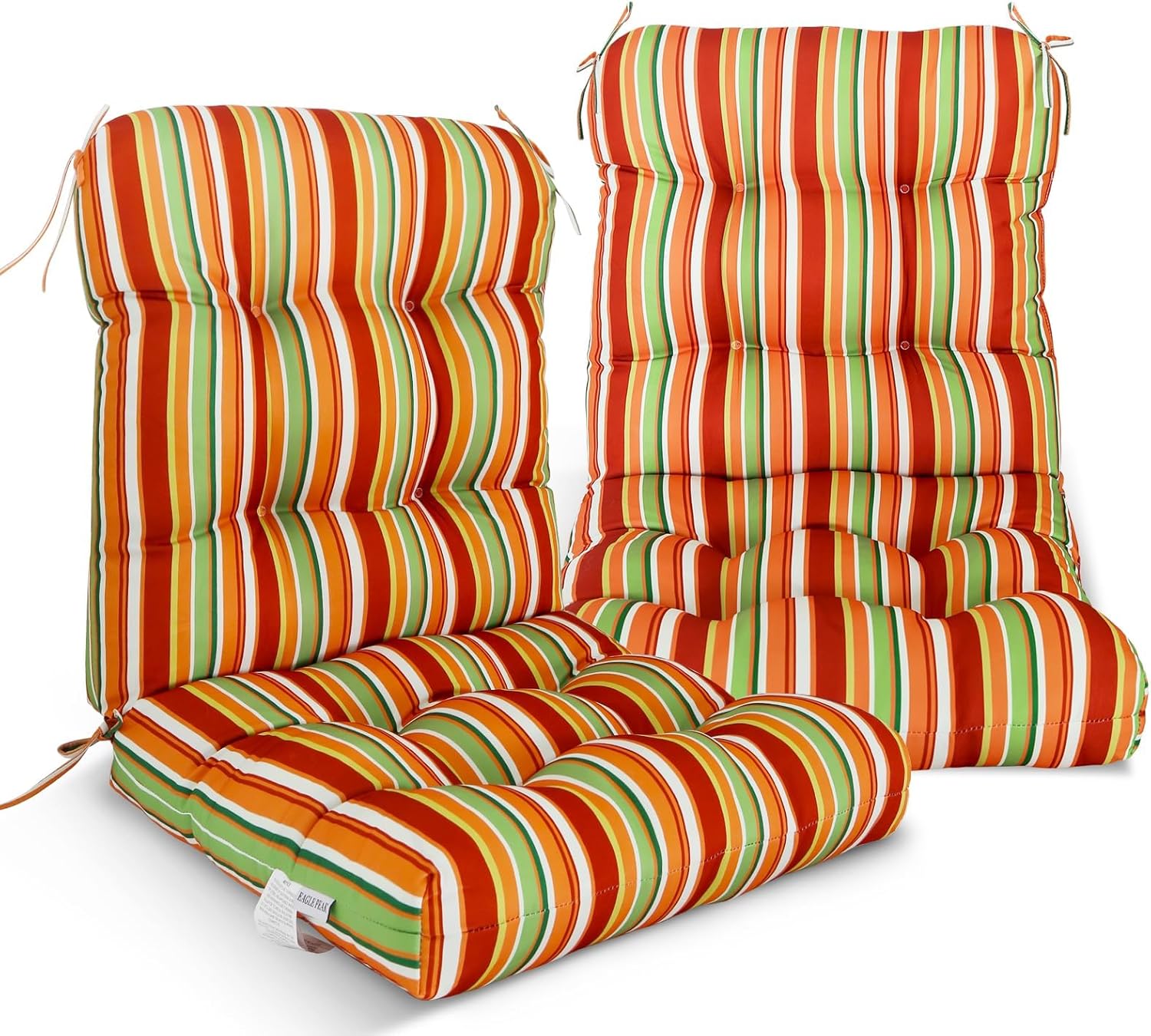 EAGLE PEAK Tufted Outdoor/Indoor Seat/Back Chair Cushions, Set of 2, 42'' x 21'', Tie Dye Blue