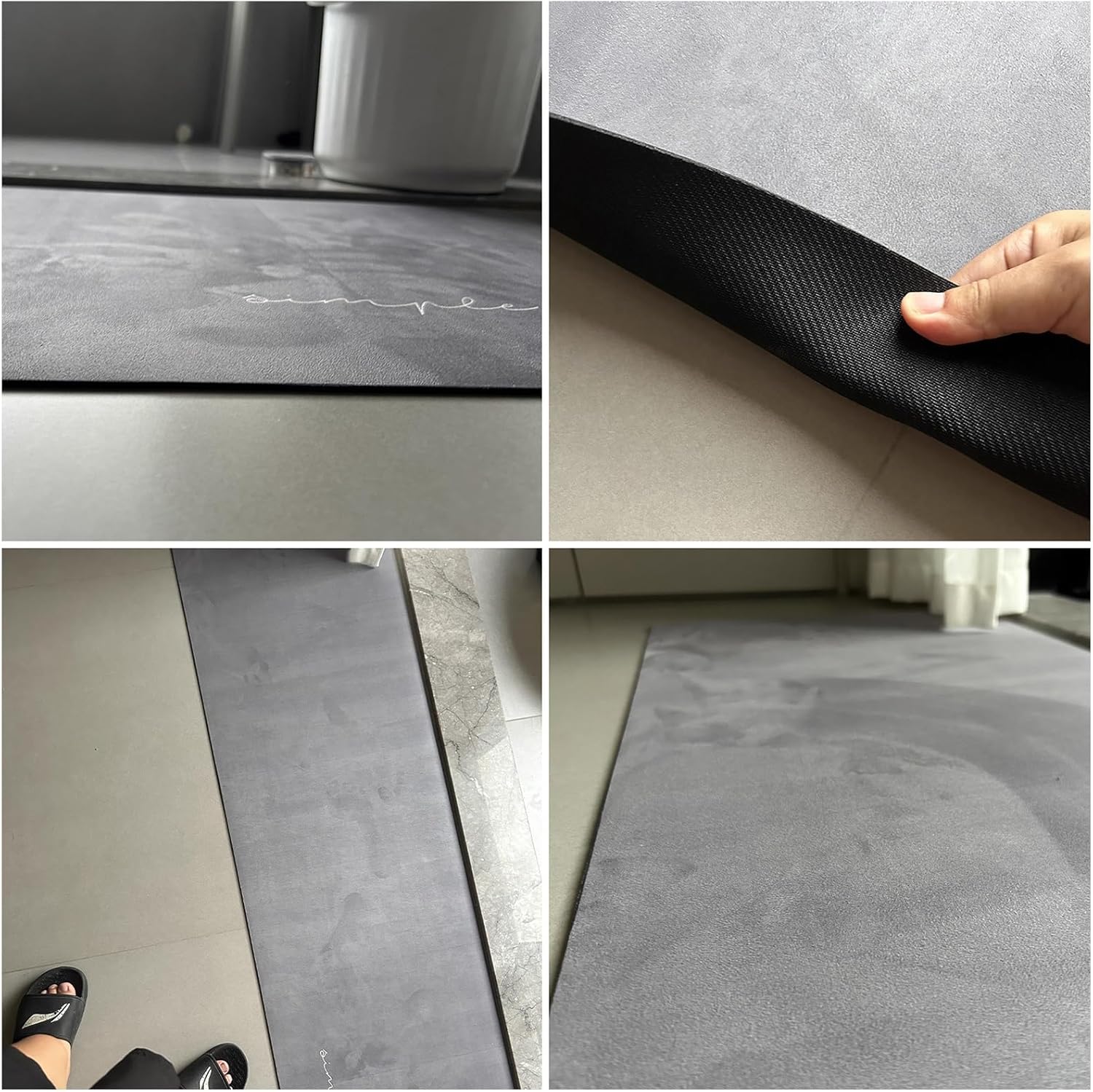 Suede Carpet Floor Mats, Kitchen Rugs Non Slip Washable Set of 3, Rubber Kitchen Mats for Floor Waterproof, Padded Kitchen Floor Mats for in Front of Sink, Comfort Mat for Kitchen, Entryway, Home (Co