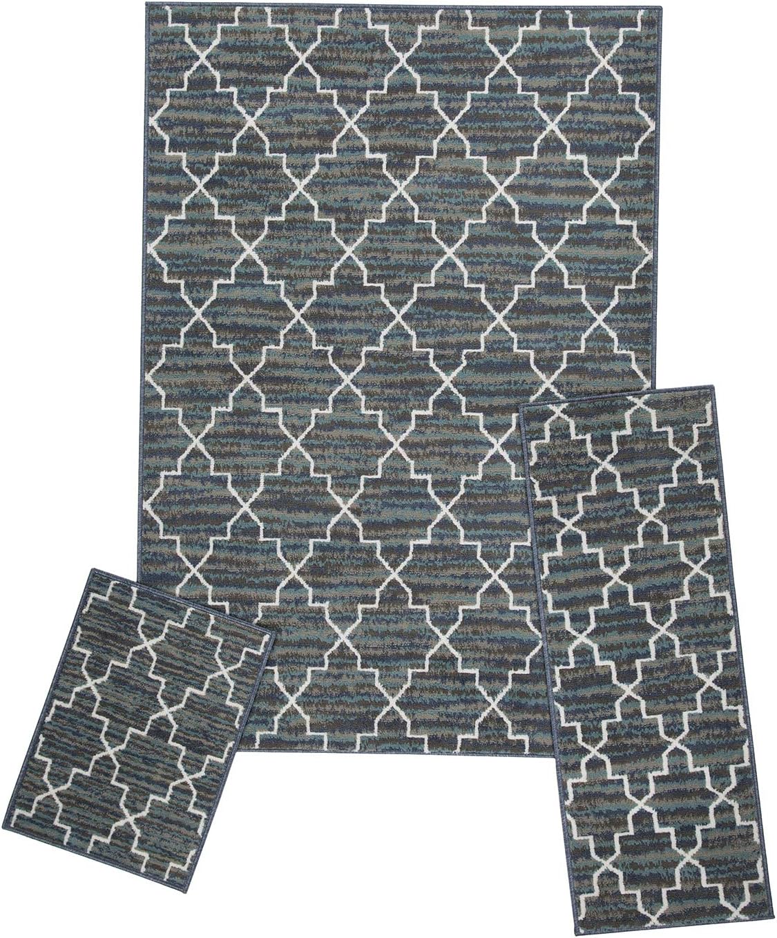 Woven Trends Modern Contemporary 3-Piece Rug Set, 5x7 Area Rug, 2x5 Runner Rug, 2x3 Accent Mat, Livingroom, Bedroom, Entryway, Durable and Stain Resistant, Gray