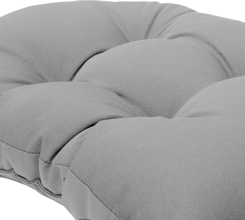 QILLOWAY Indoor Outdoor Seat Back Chair Pads Tufted Cushion, Spring/Summer Seasonal Replacement Cushions. (1Count, Grey)