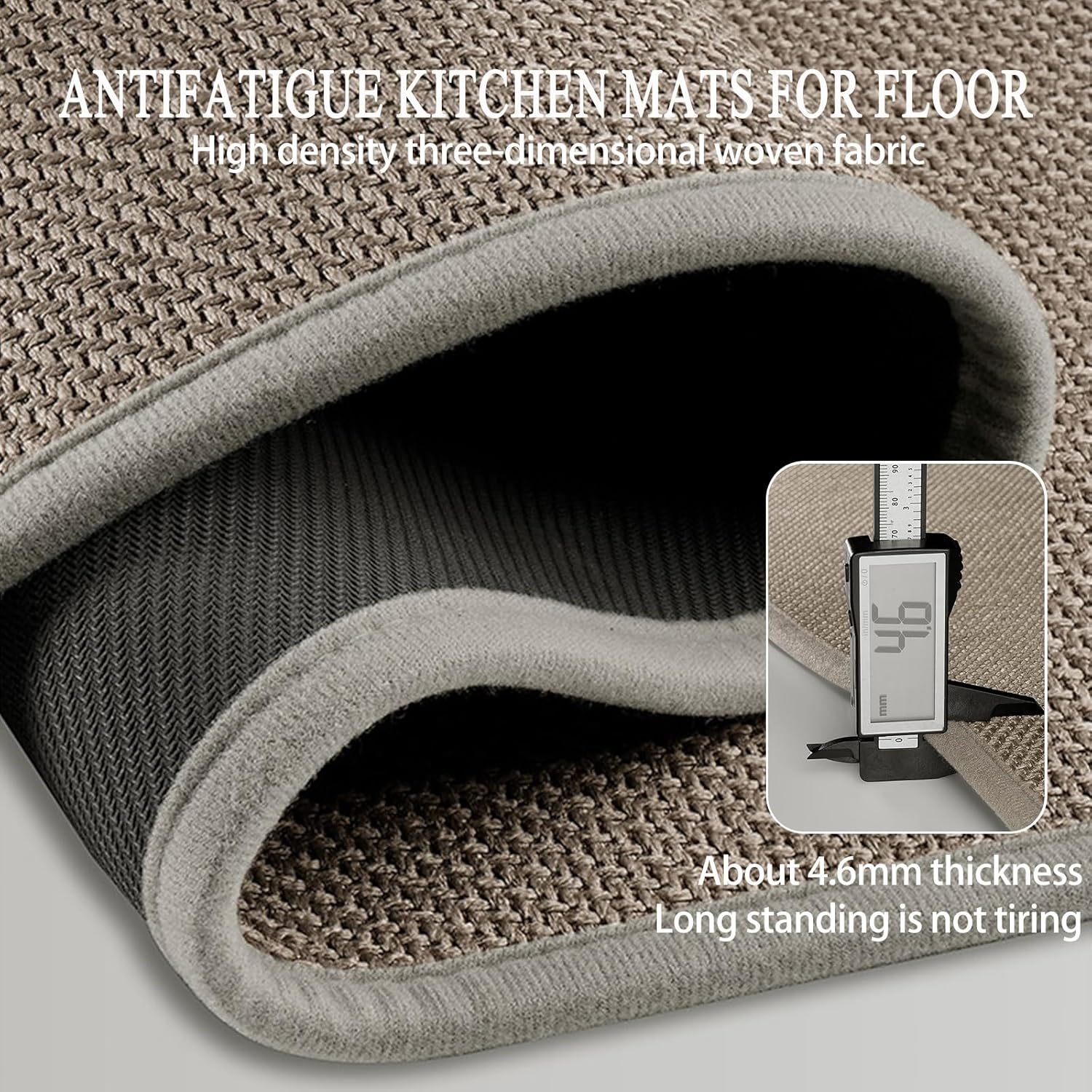 Kitchen Mats for Floor 2 Piece (Khaki Rug, 47.2“×19.7“+70.8“×19.7“), Kitchen Rugs Non Slip Washable Long Hallway Runner Corner L Shaped Rug Set, Non Slip Runner Rug Door Mat Bathroom Laundry Room