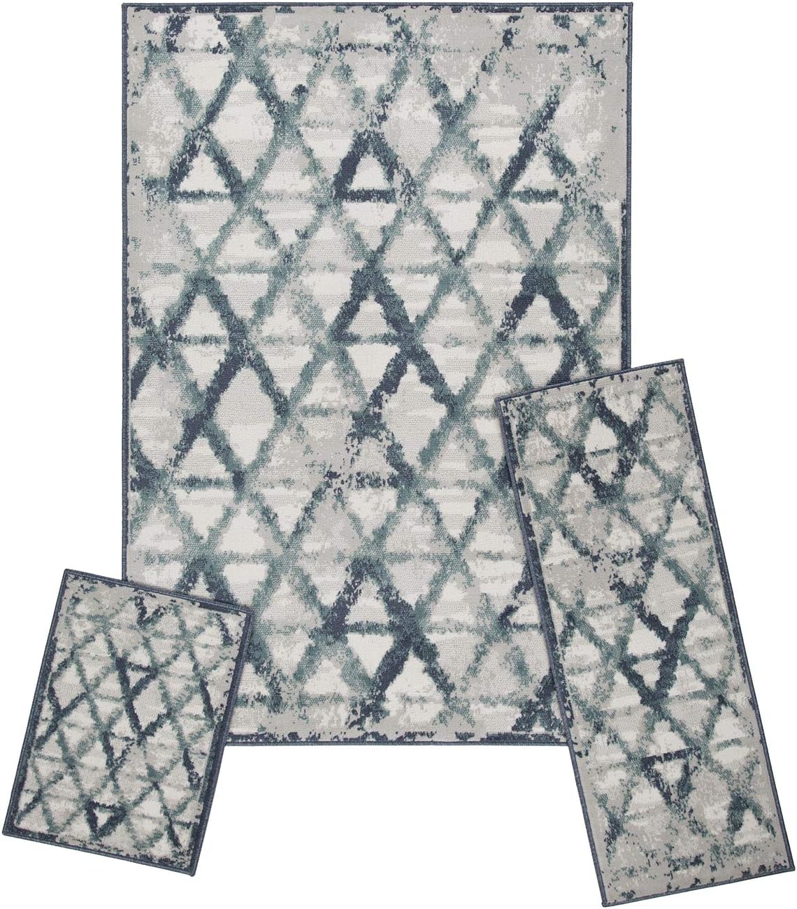 Woven Trends Modern Contemporary 3-Piece Rug Set, 5x7 Area Rug, 2x5 Runner Rug, 2x3 Accent Mat, Livingroom, Bedroom, Entryway, Durable and Stain Resistant, Gray