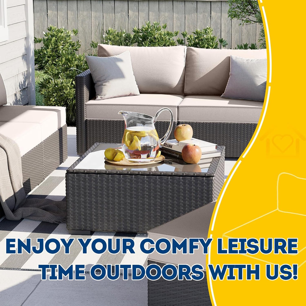 AAAAAcessories Outdoor Deep Seat Cushions, Waterproof, Fade-Resistant Patio Furniture Replacement Cushions, 24" x 24" x 5" + 24" x 13.5", Khaki Beige