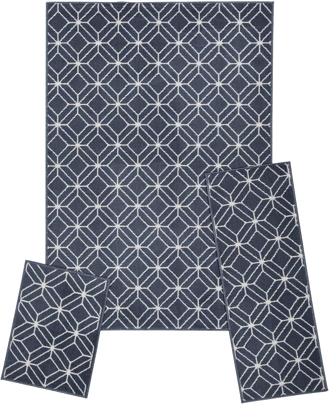 Woven Trends Modern Contemporary 3-Piece Rug Set, 5x7 Area Rug, 2x5 Runner Rug, 2x3 Accent Mat, Livingroom, Bedroom, Entryway, Durable and Stain Resistant, Gray