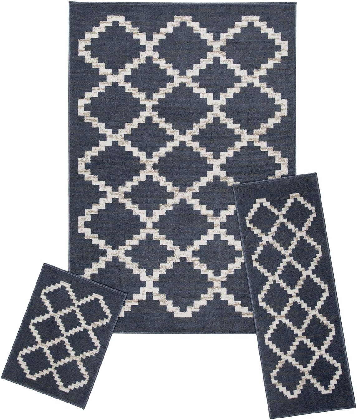 Woven Trends Modern Contemporary 3-Piece Rug Set, 5x7 Area Rug, 2x5 Runner Rug, 2x3 Accent Mat, Livingroom, Bedroom, Entryway, Durable and Stain Resistant, Gray