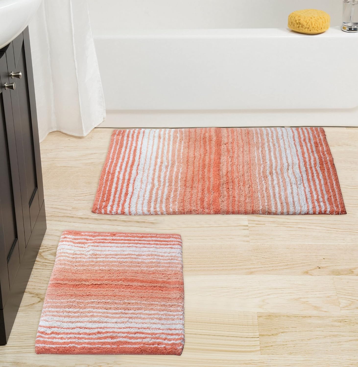 Home Weavers 100% Cotton Gradiation Collection Bathroom Décor, Washable Rug, Bathroom Mat, Kitchen Mat, Bathroom Rug Set, Bath Mat Set, Bath Floor Mat Non Slip, 4 Piece Set with Runner, Turquoise