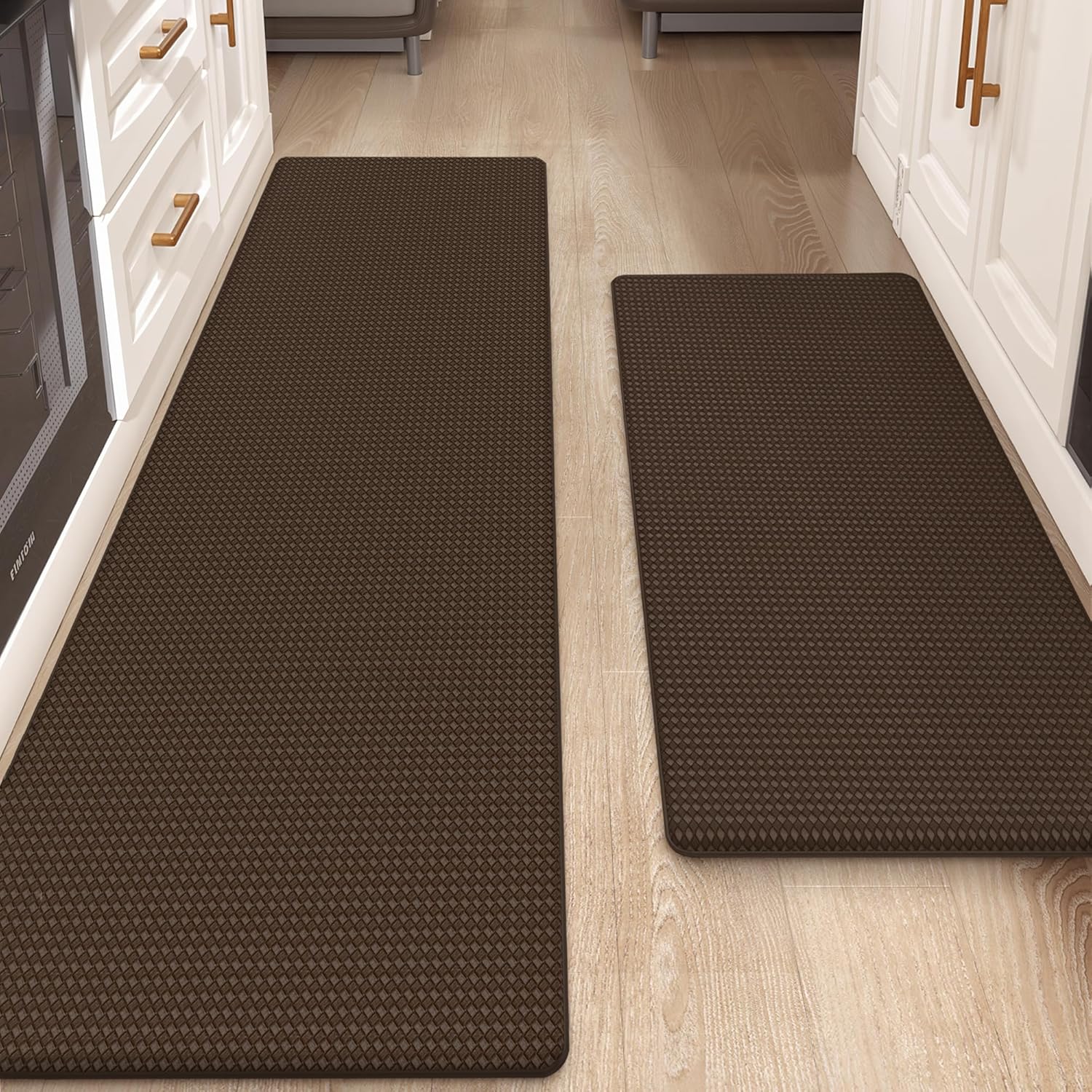 Color&Geometry Anti Fatigue Cushion Padded Kitchen Mat for Floor - 24x59+24x94,Easy Clean, Waterproof & Oil Proof, Anti Slip, Foam Rubber Runner Rug for Front Sink Comfort Standing, Black Set of 2
