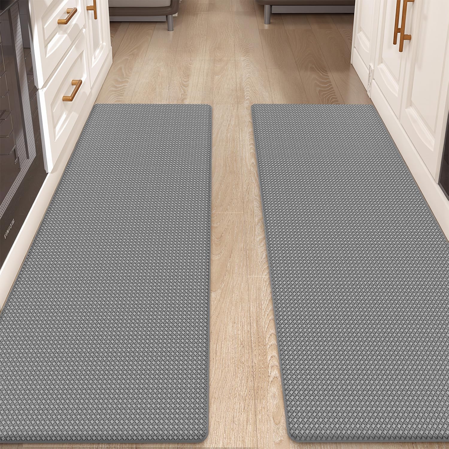 Color&Geometry Anti Fatigue Cushion Padded Kitchen Mat for Floor - 24x59+24x94,Easy Clean, Waterproof & Oil Proof, Anti Slip, Foam Rubber Runner Rug for Front Sink Comfort Standing, Black Set of 2