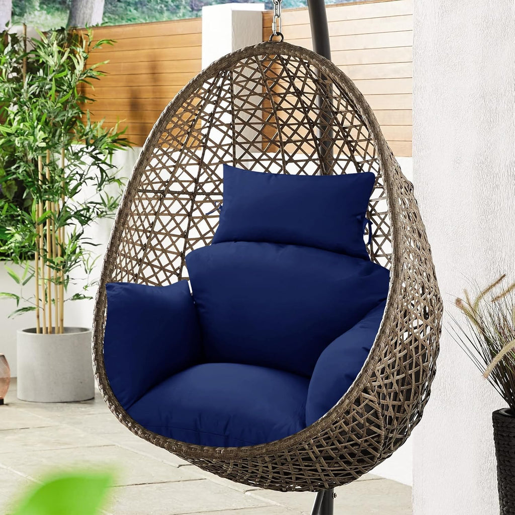 Egg Chair Cushion – Outdoor Hanging Chair Cushion, Replacement Cushions for Patio Swing, Waterproof, Fade- Resistant, Removable & Machine Washable Cover, Navy Blue